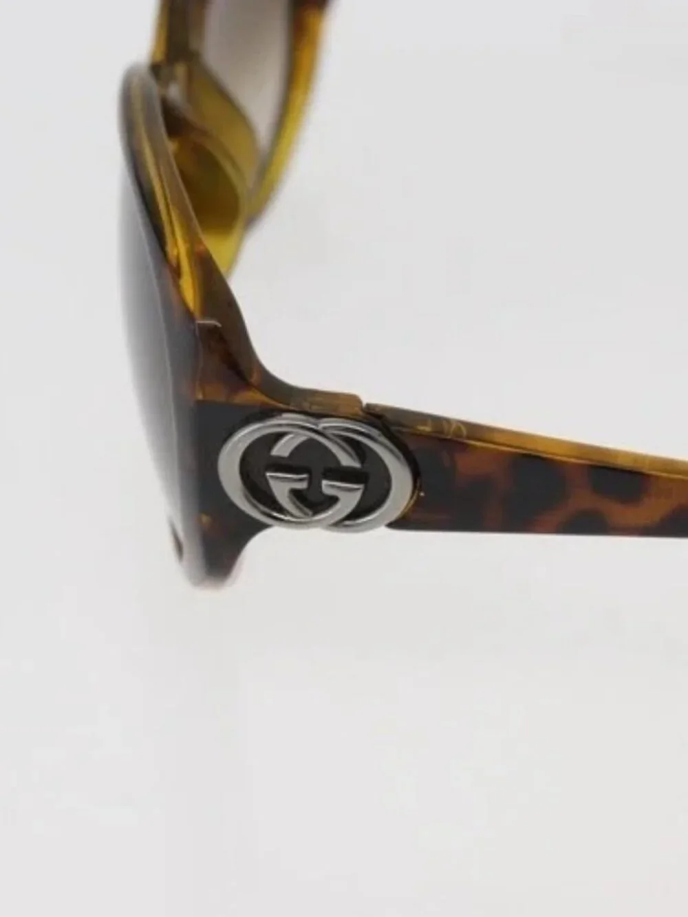 GUCCI Tortoise Pattern Sunglasses Plastic Brown Silver Auth BA13261